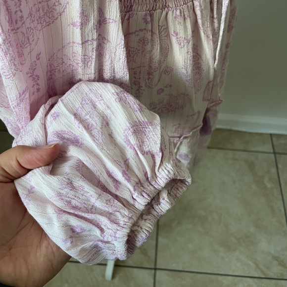 NWT House Of Harlow 1960 Ajay Ruffle Boho Purple Gold Mini Dress Size S - Picture 12 of 15